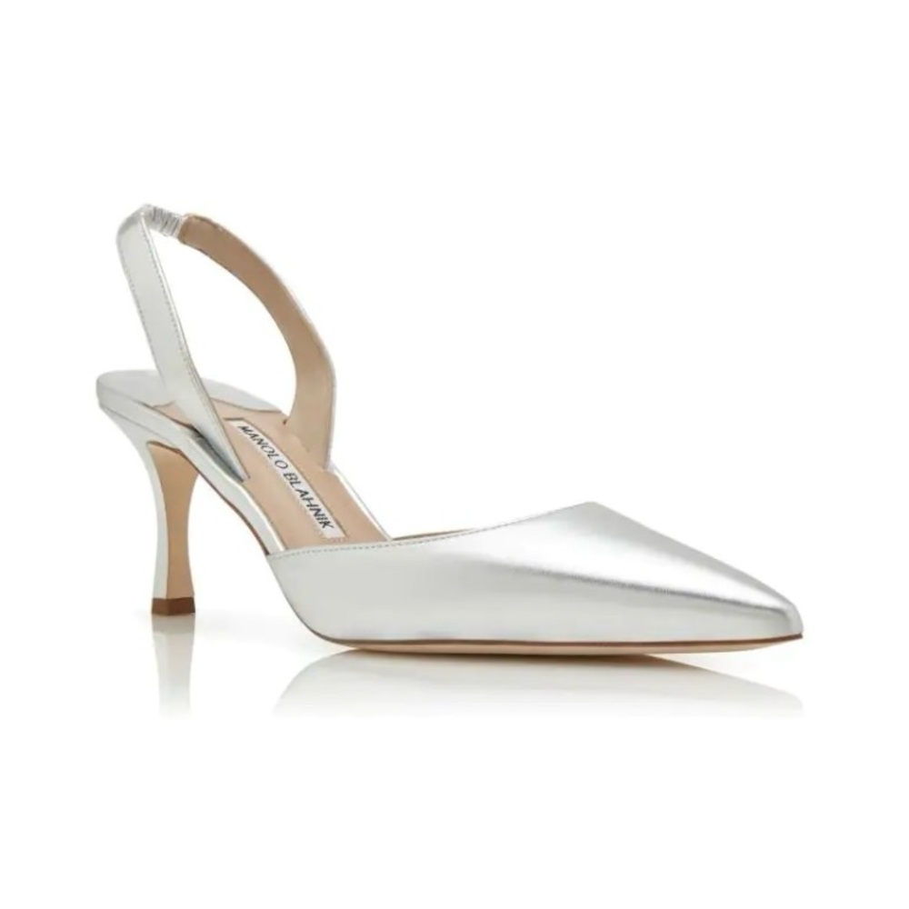 Manolo Blahnik Carolyne 70 in Silver size 38.5